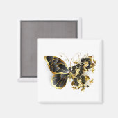 Aimant Gold flower Butterfly with Black Orchid (Recto/Verso)