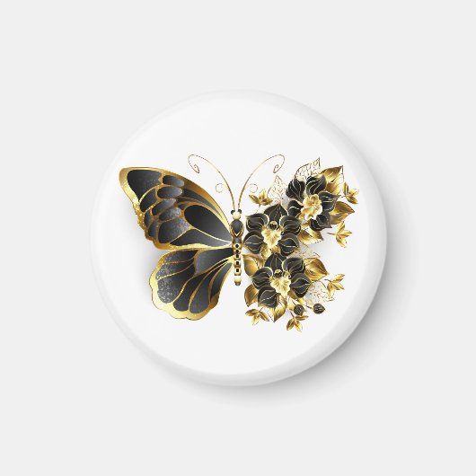 Aimant Gold flower Butterfly with Black Orchid (Devant)