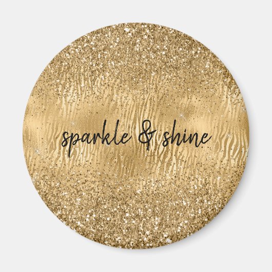 Aimant Gold Glam Glitz Zebra Print Faux Parties scintilla (Devant)