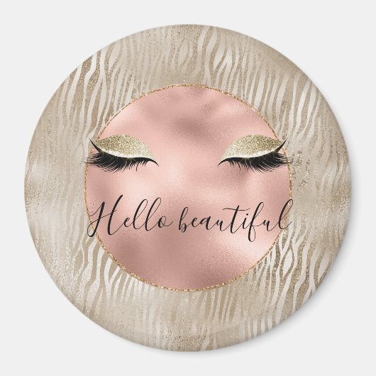 Aimant Gold Glam Glitzy Eyelashes Zebra Print (Devant)