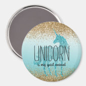 Aimant Gold Glitzy Aqua Turquoise Parties scintillant Cit (Recto/Verso)