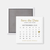 Aimant Gold Heart Calendar Wedding Enregistrer la date (Recto/Verso)