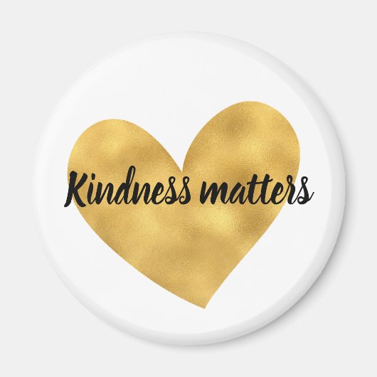 Aimant Gold Heart Kindness Matters citation inspirante (Devant)