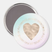 Aimant Gold Kindness Love Peace Heart Aqua Pink Tie Dye (Recto/Verso)