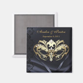Aimant Gold Masquerade Noir Enregistrer l'aimant de date (Recto/Verso)