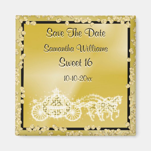 Aimant Gold Princess Coach & Horses Enregistrer La Date 1 (Devant)