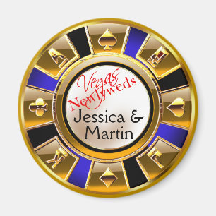 Aimant Gold & Royal Blue Vegas Casino Chip Favoriser