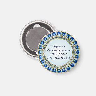 Aimant Gold Sapphire Bleu 45e anniversaire Mariage