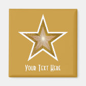 Aimant "Gold" Star fridge "Your Text" carré or (Devant)