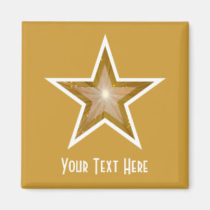 Aimant "Gold" Star fridge "Your Text" carré or