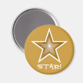 Aimant "Gold" Star frigo 'STAR!' en or rond (Recto/Verso)