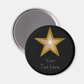 Aimant Gold Star 'Your Text' rond noir (Recto/Verso)