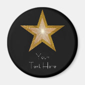 Aimant Gold Star 'Your Text' rond noir (Devant)