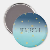 Aimant Gold Stars Aqua Blue Ombre devis personnalisé (Recto/Verso)
