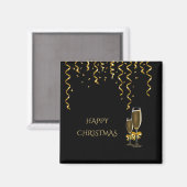 Aimant Gold Streamers & Champagne Christmas (Recto/Verso)