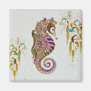 Aimant Gold Summer Rainbow Seahorse Parties scintillant