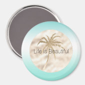 Aimant Gold Tropical Palm Tree Mint Aqua Ombre (Recto/Verso)