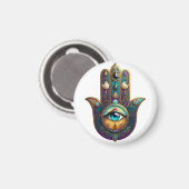 Aimant Gold Violet Teal Hamsa w/ Turquoise Third Eye (Recto/Verso)