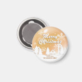 Aimant Gold White House Snowflakes Noël Bonne année (Recto/Verso)