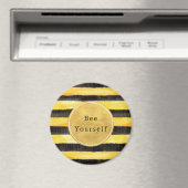 Aimant Gold Yellow Black Bee Stripes (In Situ (Lave-vaisselle))