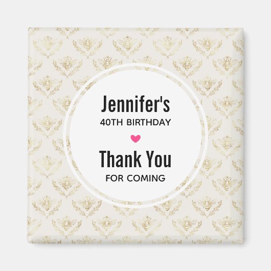 Aimant Golden Bumble Bee avec un Motif de la Couronne Mer (Devant)