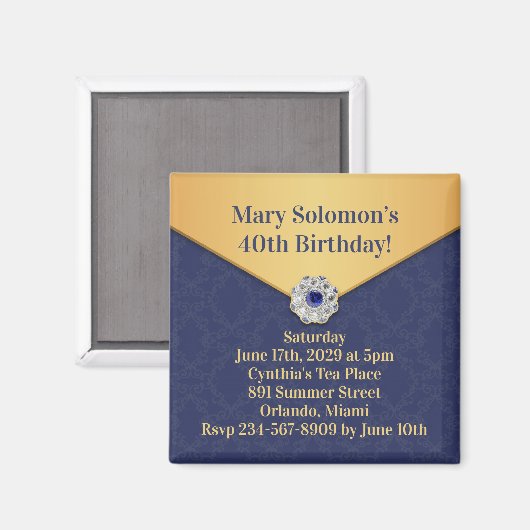 Aimant Golden Damask Anniversaire de l'enchère (Recto/Verso)