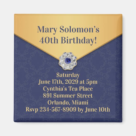 Aimant Golden Damask Anniversaire de l'enchère (Devant)