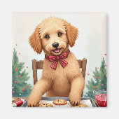 Aimant Golden Doodle Decorating Christmas Cookies (Devant)
