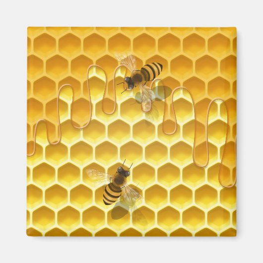 Aimant Golden Honeycomb avec abeilles Personnalisable Pet (Devant)