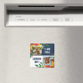 Aimant Golden Jellow Navy Blue Boho Floral Chien Fed (In Situ (Lave-vaisselle))