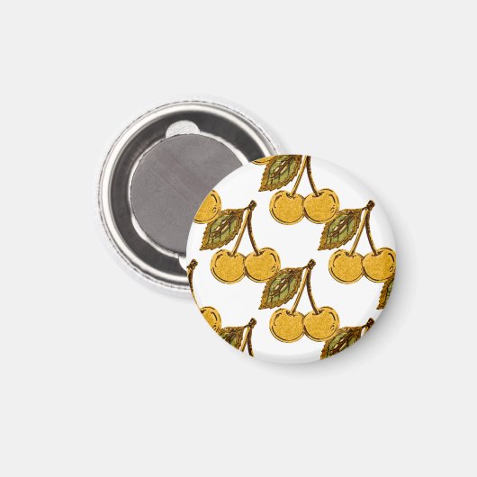 Aimant Golden Metallic Cherries Pattern (Recto/Verso)