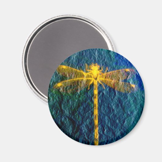 Aimant Golden Mythical Dragonfly sur Textured Arrière - p (Recto/Verso)