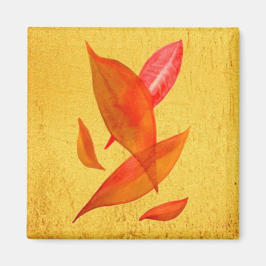 Aimant Golden Orange Auto Fall leaf moderne (Devant)