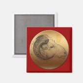 Aimant Golden Ram Nouvel An chinois du mouton 2015 (Recto/Verso)