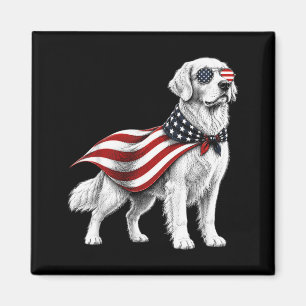 Aimant Golden Retriever 4 juillet Drapeau américain Chien