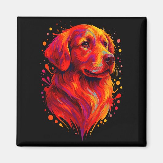 Aimant Golden Retriever Art Rtrait For Dog Owners  (Devant)