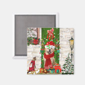 Aimant Golden Retriever Chien Noël (Recto/Verso)