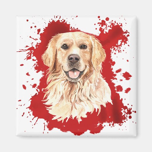 Aimant Golden Retriever Chien rouge Abstrait (Devant)