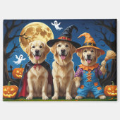 Aimant Golden Retriever Chiens Citrouille Halloween Funny (Recto)