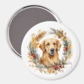 Aimant Golden Retriever Christmas Wreath Festive Pup (Recto/Verso)