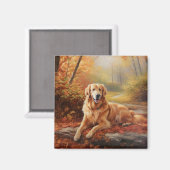 Aimant Golden Retriever en automne Leaves automne Inspire (Recto/Verso)
