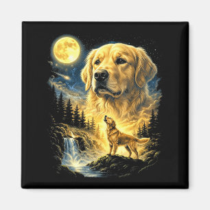 Aimant Golden retriever hurlant à la lune mème drôle