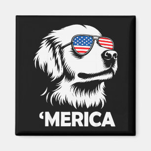 Aimant Golden retriever merica chien patriotique 4 juille