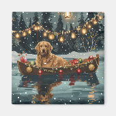 Aimant Golden Retriever Noël Festive Voyage (Devant)