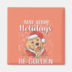 Aimant Golden Retriever Noël Golden 2022 Noël Vacances