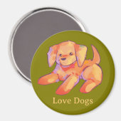 Aimant Golden retriever, puppy (Recto/Verso)