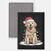 Aimant Golden Retriever Santa Christmas Tree Lights Xmas (Recto/Verso)