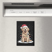 Aimant Golden Retriever Santa Christmas Tree Lights Xmas (In Situ (Lave-vaisselle))