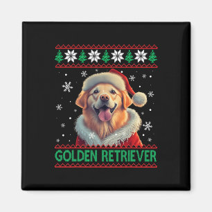 Aimant Golden Retriever Santa Hat Vilain Noël