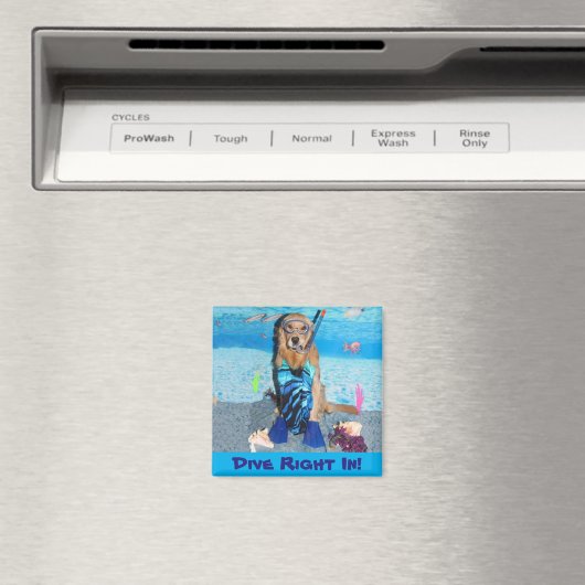 Aimant Golden Retriever Snorkeler Plonger directement dan (In Situ (Lave-vaisselle))